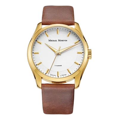 Наручные часы мужские Mikhail Moskvin 1293B2L4 механические золото коричневый ремень в магазине Спорт - Пермь