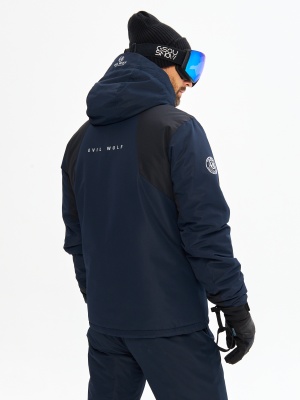 Мужская зимняя горнолыжная куртка Evil Wolf  68619-3, темно-синяя