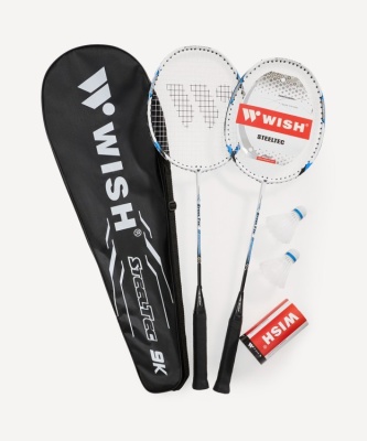 Набор для бадминтона WISH Steeltec 9K, 2 ракетки белый/синий