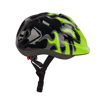 Шлем детский с регулировкой размера (50-57), Flame черный-зеленый