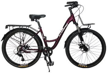 Велосипед Tech Team Scorpio 26 ", 8 скоростей, рама 17", вишневый