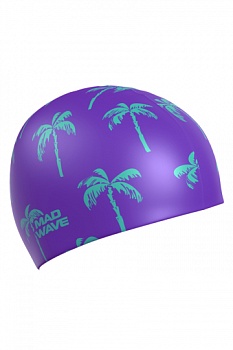 Шапочка для плавания силиконовая Mad Wave Palms M0554 18 0 00W, Violet в магазине Спорт - Пермь