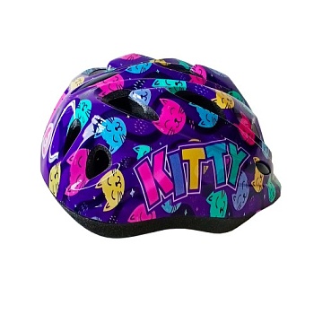Шлем детский с регулировкой размера (50-57), Kitty фиолетовый