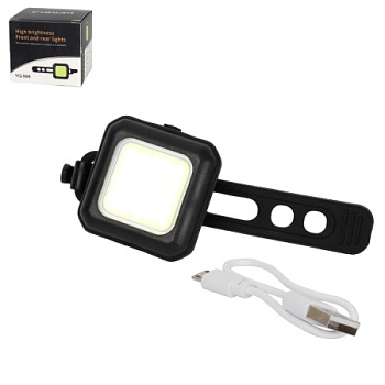 Фонарь передний RIQUAN "YO-999-F" корпус: ABS; свет: 130lm; аккумулятор 700 mAh, влагозащита IP45, вес 27гр