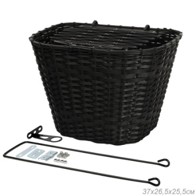 Корзина для велосипеда пластик с крышкой черная с креплением на переднее колесо под резьбовую вилку rронштейн на рулевую колонку. / QY-CRCL-0 в Магазине Спорт - Пермь