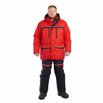 Зимний костюм для рыбалки Соболь Экстрим (таслан, серо-красный) GRAYLING