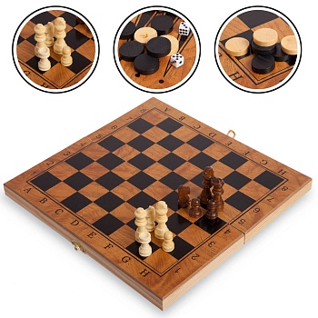 Настольная игра 3 в 1 (шахматы, шашки, нарды), S4034, большая