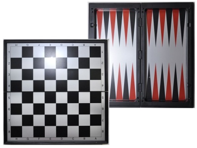 Игра настольная магнитная  шахматы / шашки / нарды "3 в 1". Размер доски 30 см х 30 см. 3144