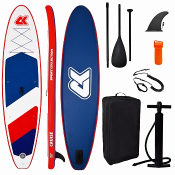 Сапборд надувной (SUP-доска)  CK-11R (WHITE/RED/BLUE 11S)