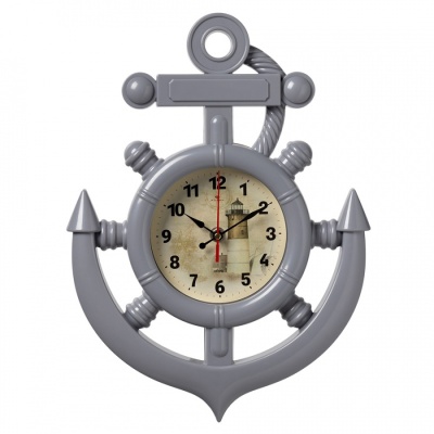Часы настенные Рубин 3827-006 в форме якоря 27,5х38 см корпус серый "Маяк" в магазине Спорт - Пермь