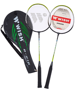 Набор для бадминтона Wish Steeltec 216, 2 ракетки, зеленый