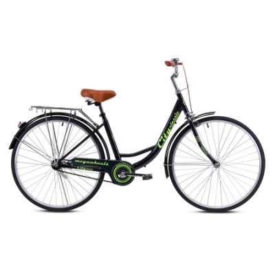 Велосипед городской MEGAWHEELS CITY 26" 1ск, чёрный-зелёный в Магазине Спорт - Пермь