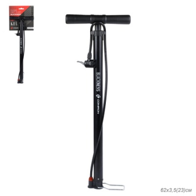Насос напольный COMIRON BLACKNESS, стальной цилиндр, ручка и основание литой пластик, Presta-Schrader-Dunlop, 11 бар, вес 900гр в Магазине Спорт - Пермь