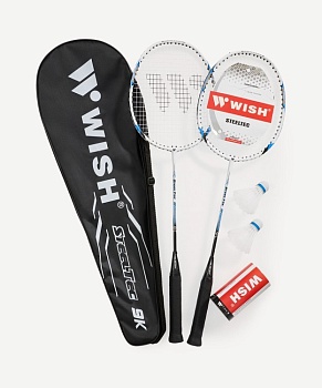 Набор для бадминтона WISH Steeltec 9K, 2 ракетки белый/синий