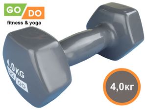 Гантель виниловая GO DO, 4кг, серая в Магазине Спорт - Пермь