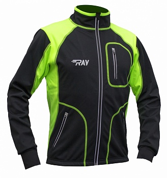 Куртка разминочная RAY WS модель STAR (UNI),цвет черный/салатовый, с/о молния