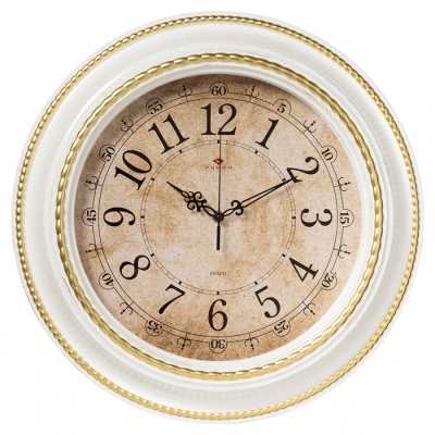 Настенные часы Рубин 5232-116 d=45,5см, корпус белый+золото "Плетение" в магазине Спорт - Пермь
