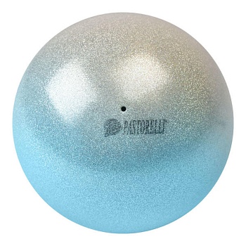 Мяч для художественной гимнастики PASTORELLI Glitter HIGH VISION с переходом цвета, цвет: 04044 - серебряный-голубой
