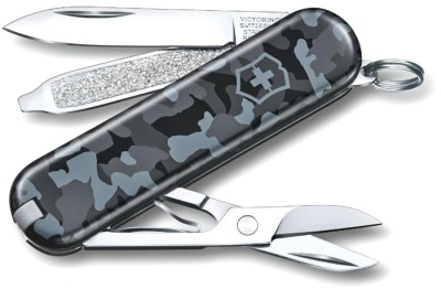 Нож-брелок Victorinox Classic SD, 58 мм, 7 функций, "Navy Camouflage", (0.6223.942)