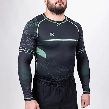 Рашгард FIGHTEXPERT COMBAT черный/зеленый в магазине Спорт - Пермь