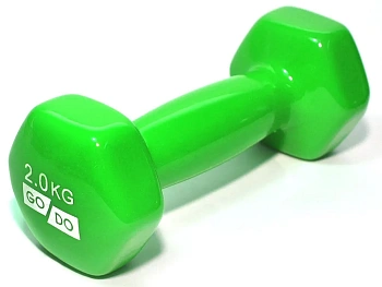 Гантель виниловая GO DO, 2кг, зеленая в Магазине Спорт - Пермь