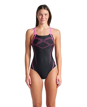 Купальник женский Arena GRAPHIC SWIM PRO, 9024 590, black-shocking pink в магазине Спорт - Пермь
