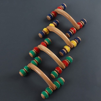 Массажёр деревянный, 15×10.5×5 см, 8 колёс, цвет МИКС, артикул 287800 в Магазине Спорт - Пермь