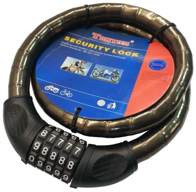 Замок велосипедный тросовый кодовый TONYON TY228, 20 х 1000 мм в Магазине Спорт - Пермь