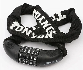 Замок велосипедный кодовый COMIRON R-LOCK, 5 разрядов, стальная цепь, толщина звеньев 7 мм, 7х900мм