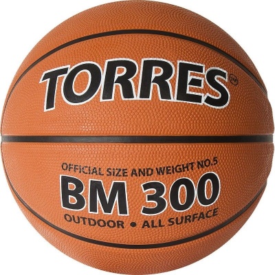 Мяч для баскетбола TORRES BM300 В02015, оранжевый, размер 5