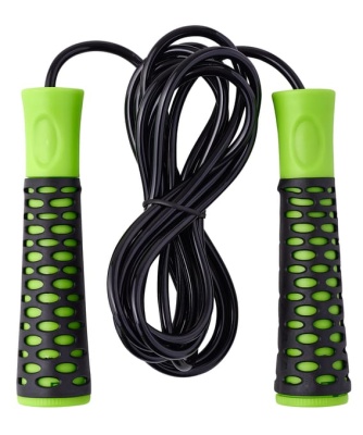 Скакалка BASEFIT RP-103, с нескользящей ручкой, 3,05м, цвет черный/зеленый в Магазине Спорт - Пермь