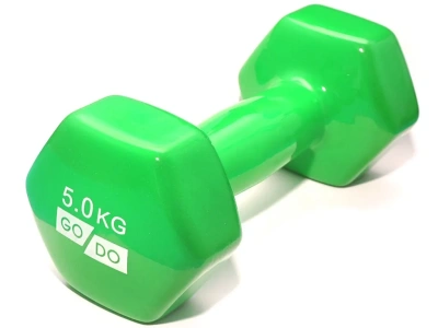 Гантель виниловая GO DO, 5кг, зеленая в Магазине Спорт - Пермь