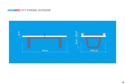 Теннисный стол антивандальный Start Line City Strong Outdoor, всепогодный, цвет серый/черный