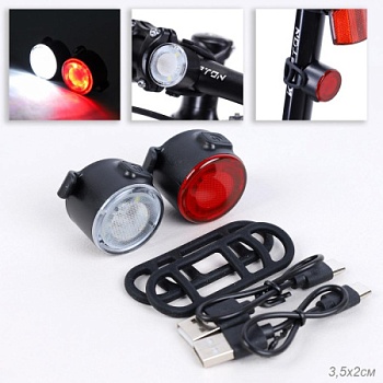 Набор фонарей передний и задний COMIRON "SIGNAL" корпус: ABS, свет LED, 20lm, 250mAh, 4 режима, Type-C, Вес 25гр