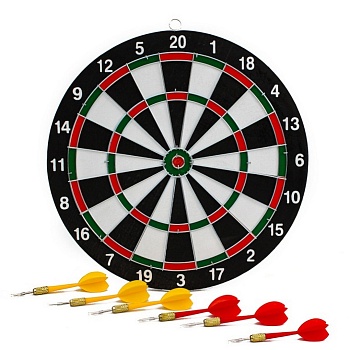Набор для игры в Дартс 15" (двухстороняя мишень+6 дротиков) 09081