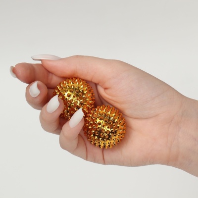 Массажеры с магнитом универсальный «Шары», набор - 2 шт., d=3 см, цвет золотистый, артикул 3530683 в Магазине Спорт - Пермь