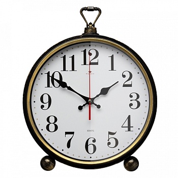 Настенно-настольные часы Рубин 3426-001 26х32 см, корпус черный с золотом "Классика" в магазине Спорт - Пермь