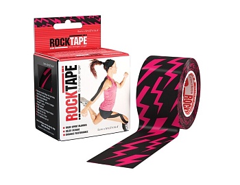 Кинезиотейп Rocktape, Design, 5 см х 5 м, черный с розовой молнией в Магазине Спорт - Пермь