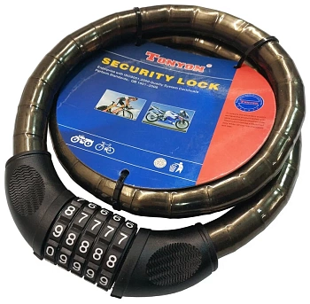 Замок велосипедный тросовый кодовый TONYON TY228, 20 х 1000 мм