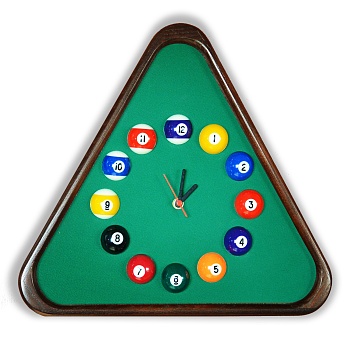 Часы "Треугольник" ясень/сукно, лак Super DD