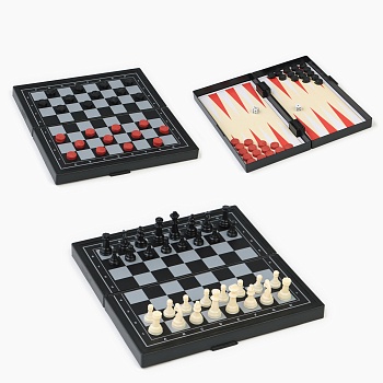 Настольная игра 3 в 1 "Зов": нарды, шахматы, шашки, магнитная доска 19 х 19 см, артикул 2590527