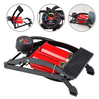 Насос ножной с манометром COMIRON FUJIN 2, стальной корпус, два поршня, 55*110мм в Магазине Спорт - Пермь