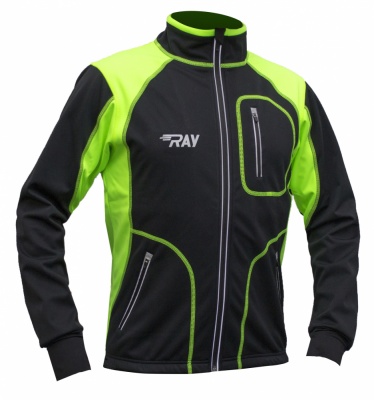 Куртка разминочная RAY WS модель STAR (UNI),цвет черный/салатовый, с/о молния