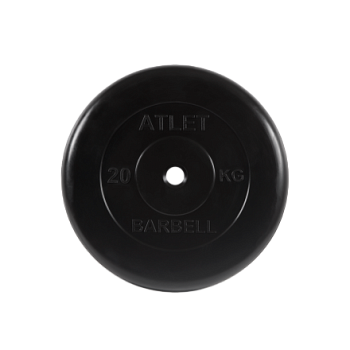 Диск обрезиненный MB Barbell "Atlet" , d =26мм, вес 20 кг, черный в Магазине Спорт - Пермь
