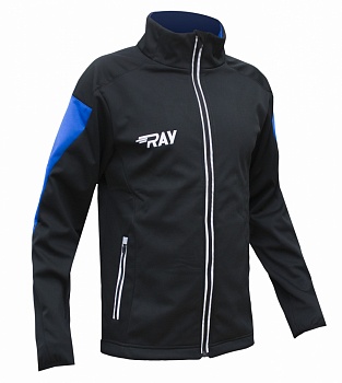 Куртка разминочная RAY WS RACE (UNI), черный/синий, светоотражающая молния