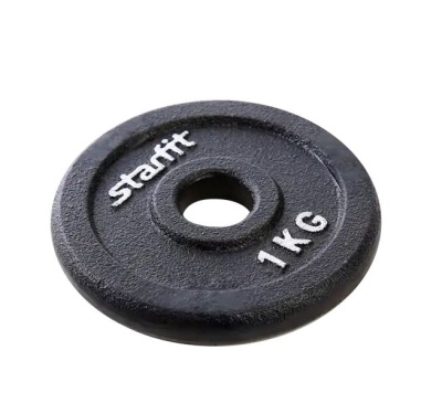 Диск чугунный STARFIT BB-204, вес - 1 кг, d=26 мм, черный в Магазине Спорт - Пермь