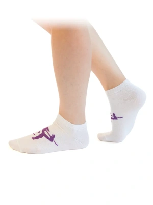 Носки спортивные укороченные с рисунком Korri СН-14, бело-фиолетовые