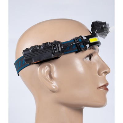 Фонарь налобный аккумуляторный, 15 Вт, 2000 мАч, COB, XPE, 6 режимов, индикатор заряда, USB 9094009