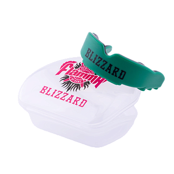 Капа FLAMMA Blizzard Colorless с футляром MGF-031gb (гель+резина), взрослая (11+), черно-зеленая в магазине Спорт - Пермь