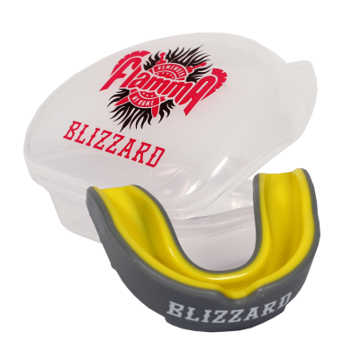 Капа FLAMMA Blizzard Colorless с футляром MGF-031gy (гель+резина), взрослая (11+), серо-желтая в магазине Спорт - Пермь